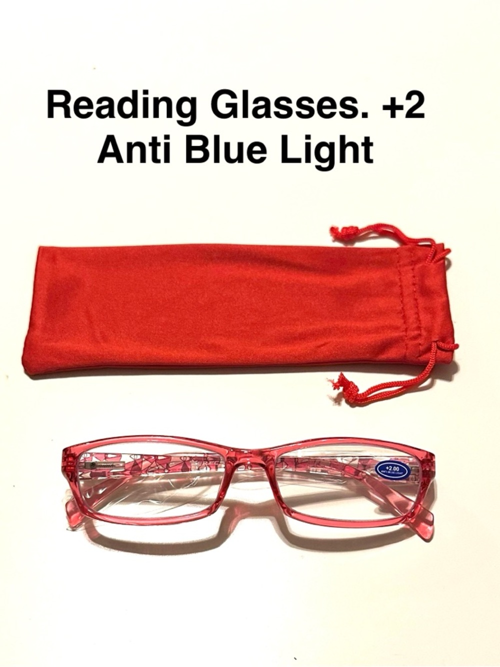 5/$15💥 Anti-Blue Light Reading Glasses +2 with Soft Pouch Eyewear 👓